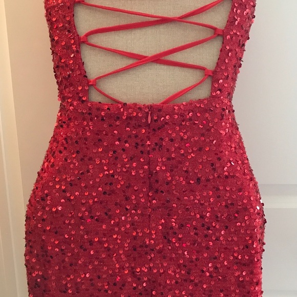 Red Sequins Mini Dress - Picture 2 of 2